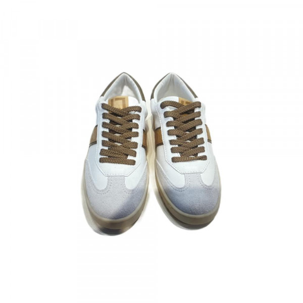LL Tenis Couro e Camurça Logograma Branco