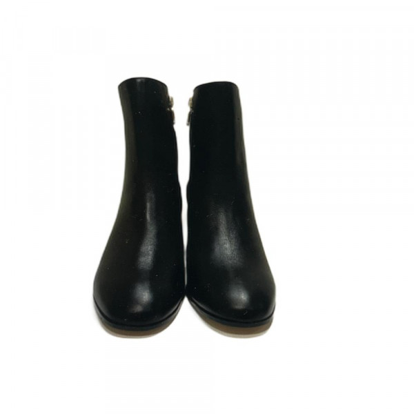 Luz da Lua Bota Couro Preto Fivela 