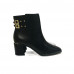 Luz da Lua Bota Couro Preto Fivela 
