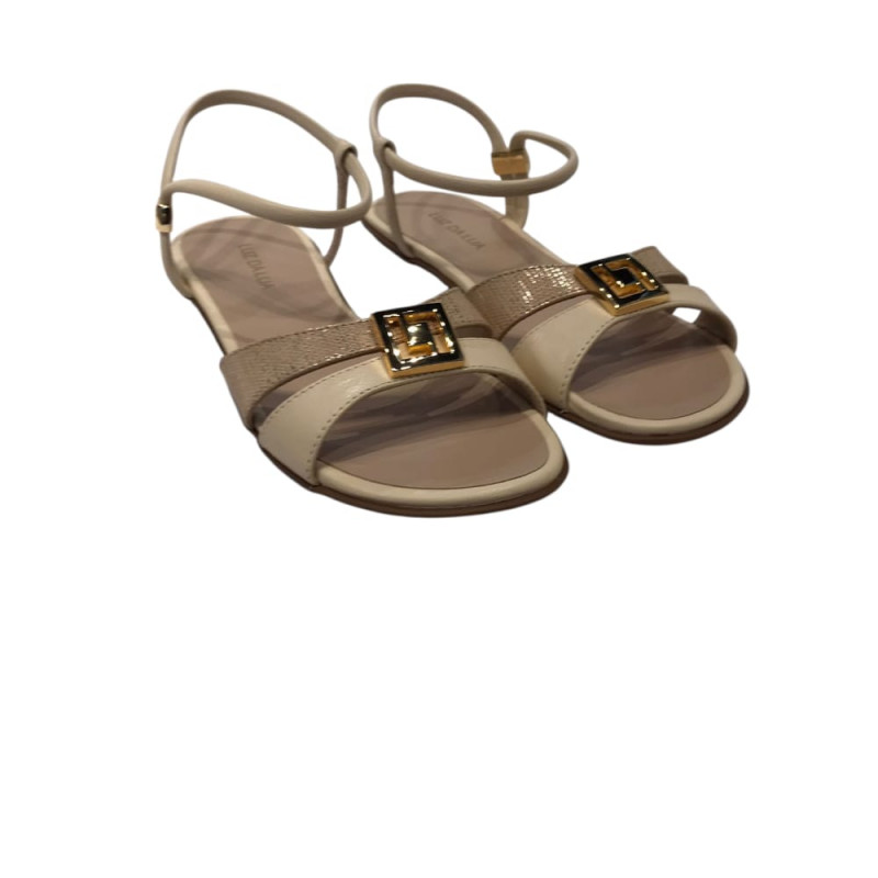 Luz da Lua Sandalia Rasteira Marfim  Luz da Lua Sandalia Rasteira Marfim