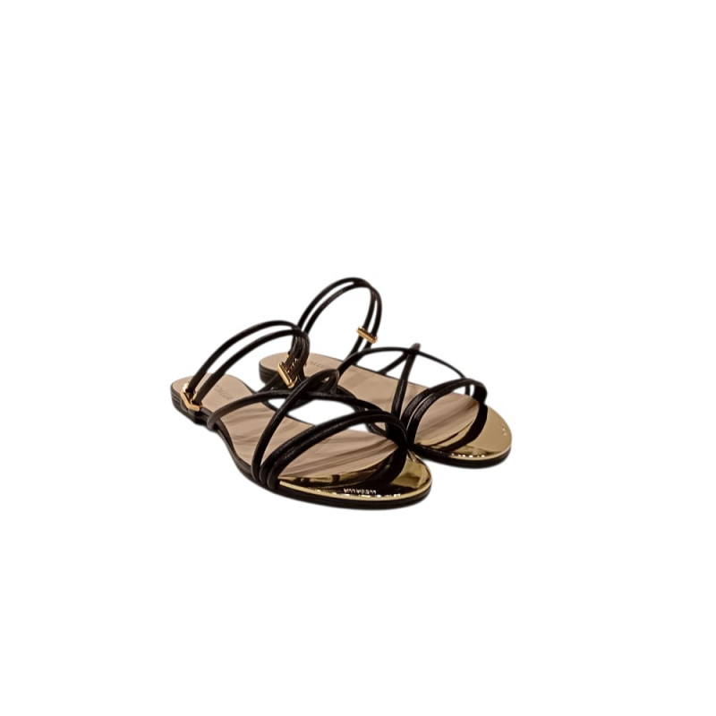 Luz da Lua Sandalia Rasteira Preto Tiras  Luz da Lua Sandalia Rasteira Preto Tiras