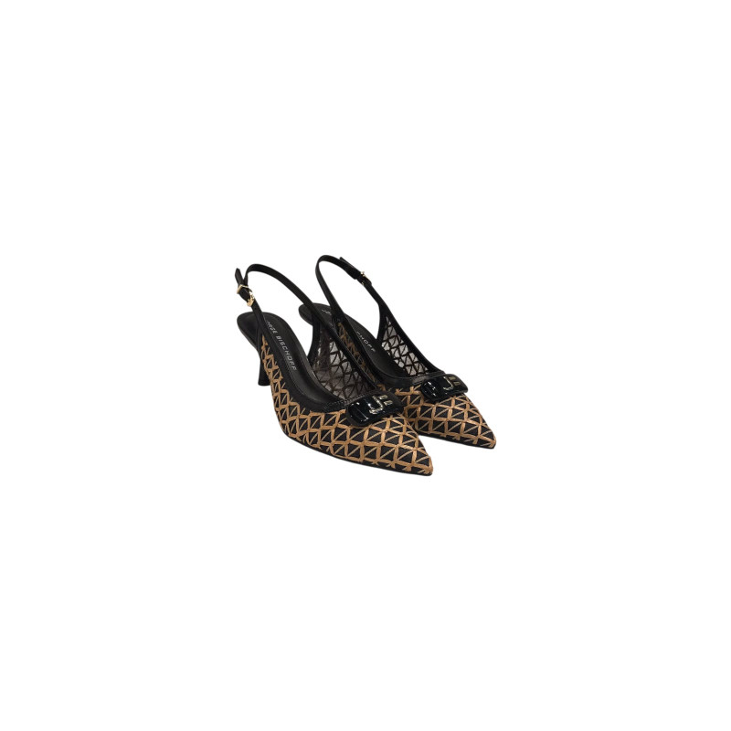 Jorge Bischoff Slingback Chanel Preto Rafia Jorge Bischoff Slingback Chanel Preto Rafia